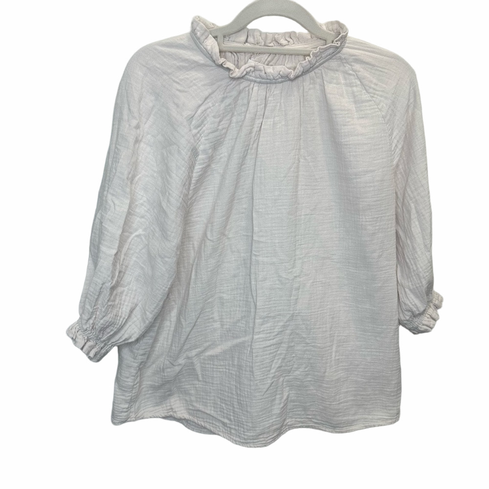 Anthropologie Gauze White Blouse Size Large (1)